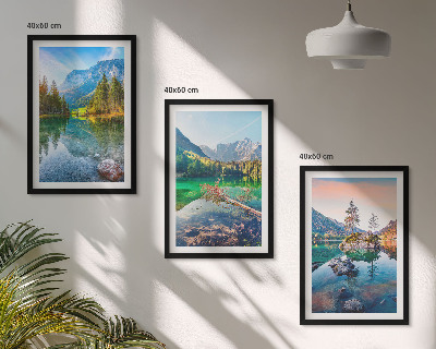 Set di quadri incorniciati paesaggio naturale dei laghi di montagna