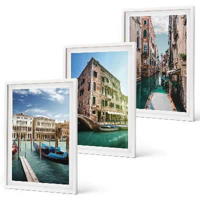 Set di 3 quadri architettura dei canali di Venezia