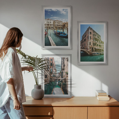Set di 3 quadri architettura dei canali di Venezia