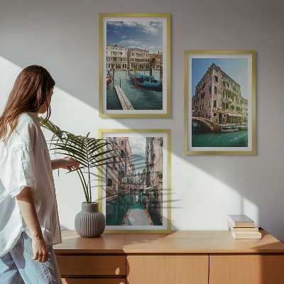 Set di 3 quadri architettura dei canali di Venezia
