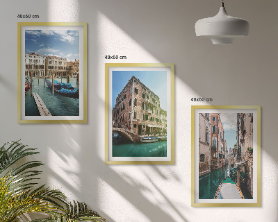 Set di 3 quadri architettura dei canali di Venezia