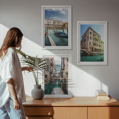 Set di 3 quadri architettura dei canali di Venezia