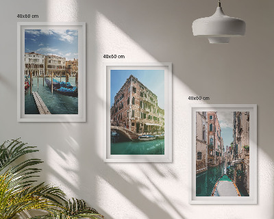 Set di 3 quadri architettura dei canali di Venezia