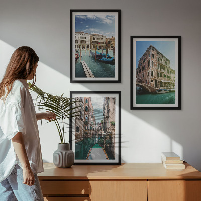Set di 3 quadri architettura dei canali di Venezia
