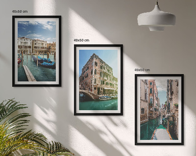 Set di 3 quadri architettura dei canali di Venezia