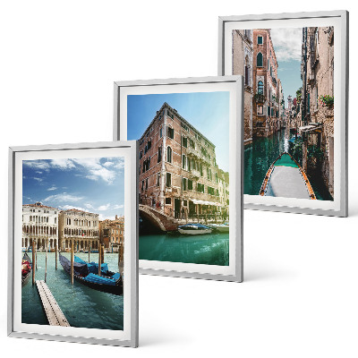 Set di 3 quadri architettura dei canali di Venezia