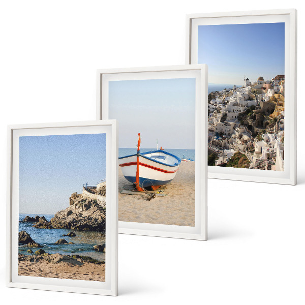 Composizione di quadri Panorami della Grecia con una barca e delle case