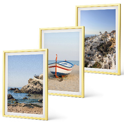 Composizione di quadri Panorami della Grecia con una barca e delle case