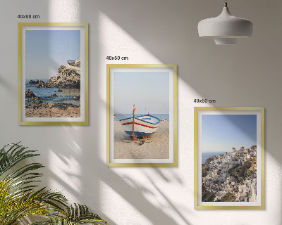 Composizione di quadri Panorami della Grecia con una barca e delle case
