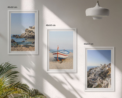 Composizione di quadri Panorami della Grecia con una barca e delle case