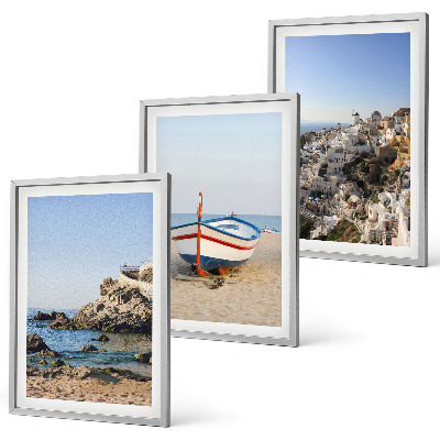 Composizione di quadri Panorami della Grecia con una barca e delle case