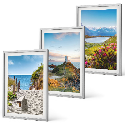 Set di quadri incorniciati Spiaggia, faro, montagne, fiori