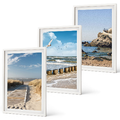 Set di 3 quadri Spiaggia sentiero in legno scogliere