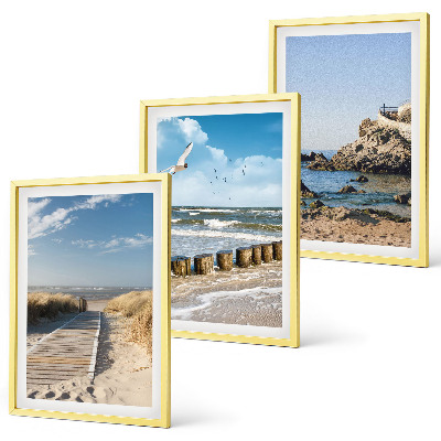 Set di 3 quadri Spiaggia sentiero in legno scogliere