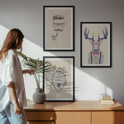 Composizione di quadri Ritratti di animali eleganti