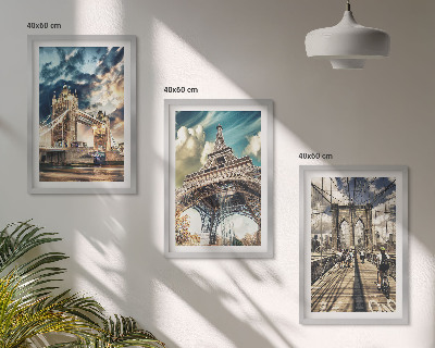 Set di 3 quadri Ponti, torri, città europee