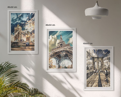 Set di 3 quadri Ponti, torri, città europee