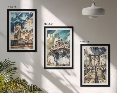 Set di 3 quadri Ponti, torri, città europee