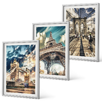 Set di 3 quadri Ponti, torri, città europee