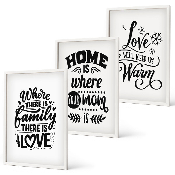 Set di 3 quadri Famiglia, amore, casa, calore