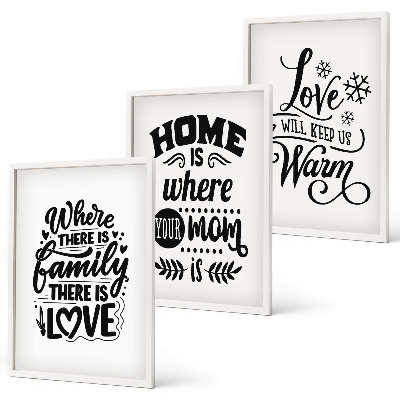 Set di 3 quadri Famiglia, amore, casa, calore