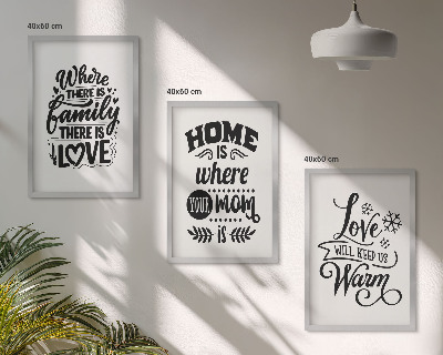 Set di 3 quadri Famiglia, amore, casa, calore