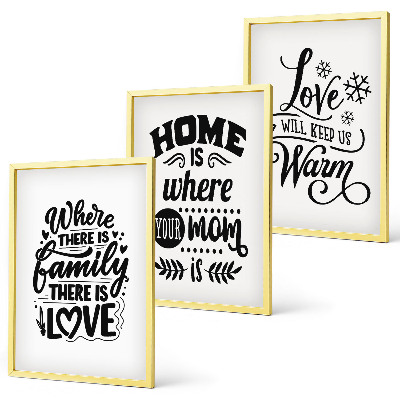 Set di 3 quadri Famiglia, amore, casa, calore
