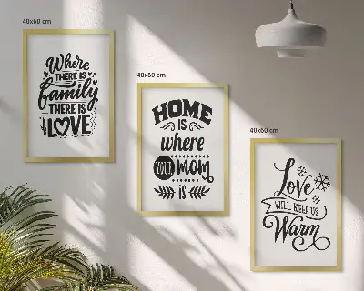 Set di 3 quadri con tema famiglia amore casa e calore
