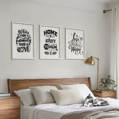 Set di 3 quadri con tema famiglia amore casa e calore