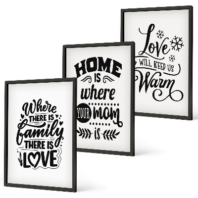 Set di 3 quadri Famiglia, amore, casa, calore