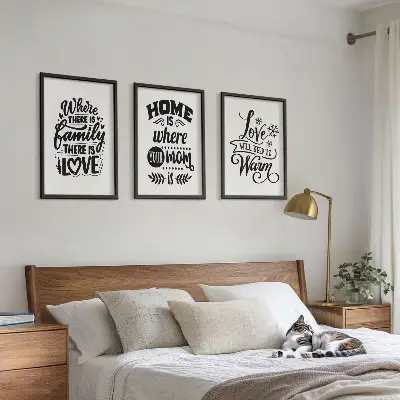Set di 3 quadri con tema famiglia amore casa e calore