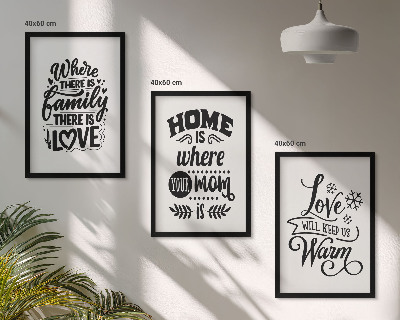 Set di 3 quadri Famiglia, amore, casa, calore
