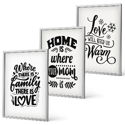 Set di 3 quadri Famiglia, amore, casa, calore