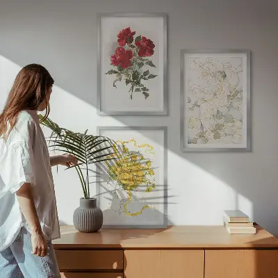 Set di quadri incorniciati con stampa di rose rosse e bianche
