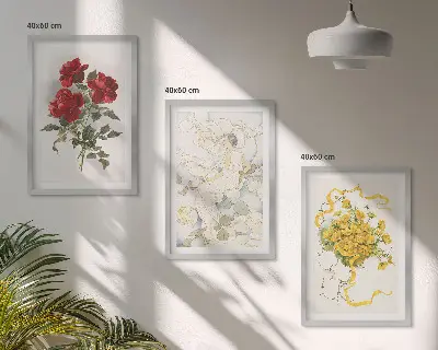 Set di quadri incorniciati con stampa di rose rosse e bianche