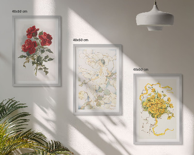 Set di quadri incorniciati Rose rosse bianche forma