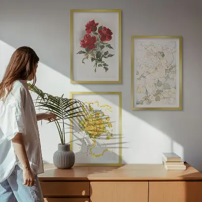 Set di quadri incorniciati con stampa di rose rosse e bianche