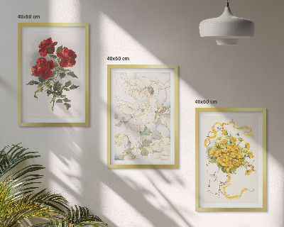 Set di quadri incorniciati Rose rosse bianche forma