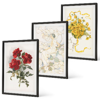 Set di quadri incorniciati Rose rosse bianche forma