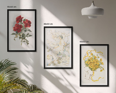 Set di quadri incorniciati Rose rosse bianche forma