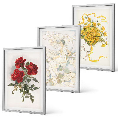 Set di quadri incorniciati Rose rosse bianche forma