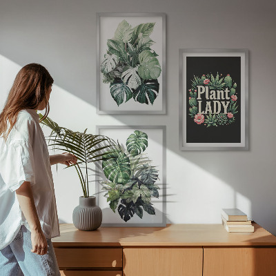 Set di 3 quadri Piante tropicali Signora delle piante