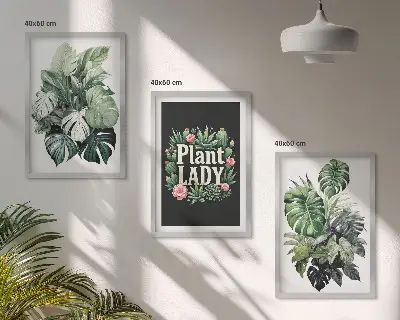 Set di 3 quadri Piante tropicali motivo Signora delle piante
