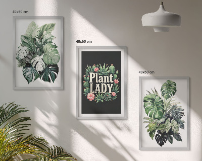 Set di 3 quadri Piante tropicali Signora delle piante