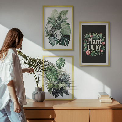 Set di 3 quadri Piante tropicali Signora delle piante