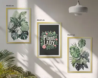 Set di 3 quadri Piante tropicali motivo Signora delle piante