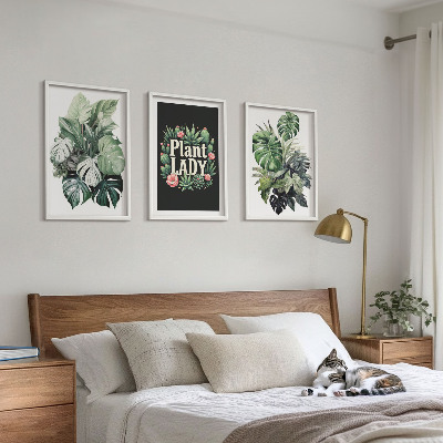 Set di 3 quadri Piante tropicali Signora delle piante