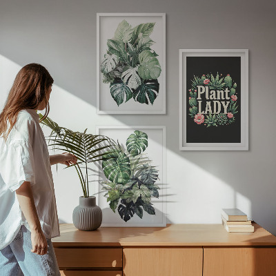 Set di 3 quadri Piante tropicali Signora delle piante