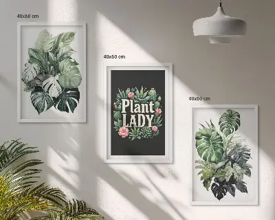 Set di 3 quadri Piante tropicali motivo Signora delle piante