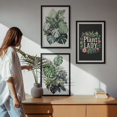 Set di 3 quadri Piante tropicali Signora delle piante